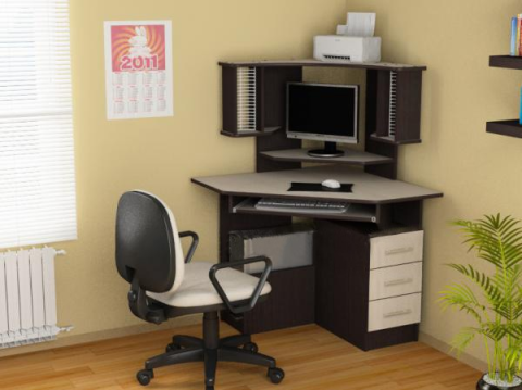  Стол Компьютерный Боско  СКУ-4 Венге/Ясень Шимо Светлый (Ш-850 х Г-1300 х В-850 мм)