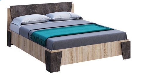 Кровать Санремо Дуб Сонома Светлый/Ателье Темное (Спальное Место 1600 х 2000 мм)