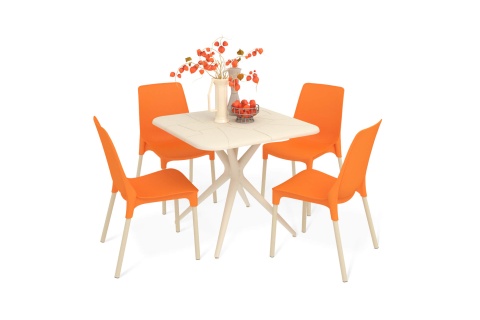 Обеденная группа SHT-DS204 бежевый / оранжевый / ваниль