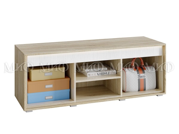 Тумба TV Формула МДФ Сонома/Белый Глянец (Ш-1380 мм x Г-448 мм х В-506 мм)